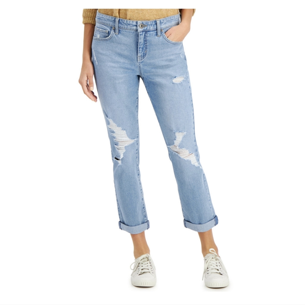 Women's Rolled-Cuff Denim Girlfriend Jean, Created for Macy's size 16